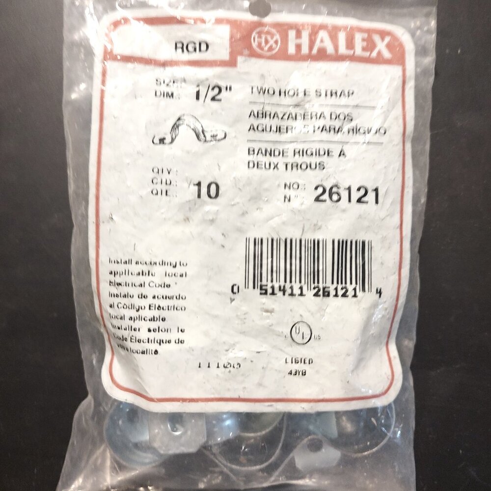 Halex 26121, 1/2in Two Hole Strap, 10-Pack  *NEW*